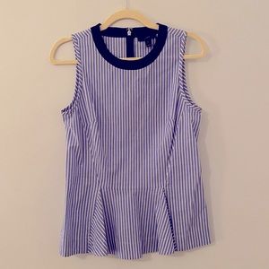 J Crew Blue White Peplum Top 2